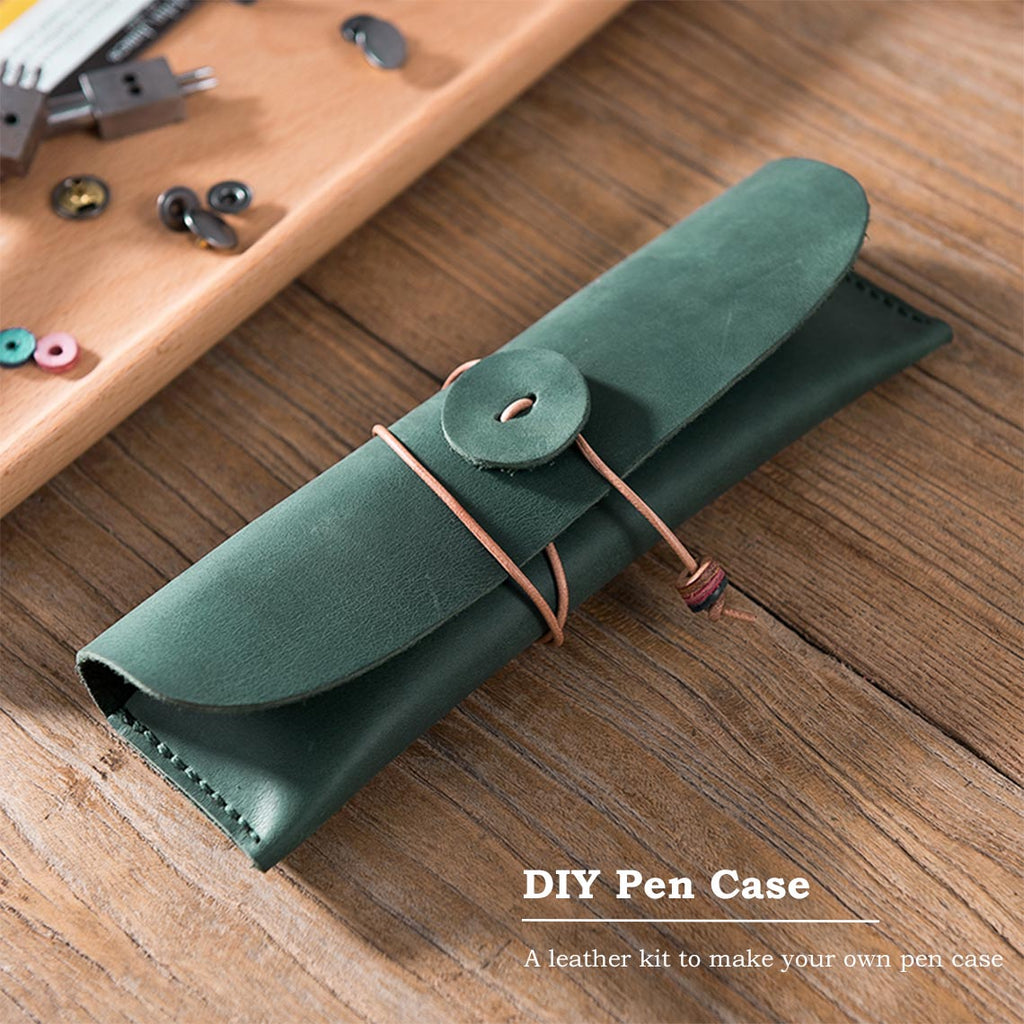 CUCUBIRD Full Grain Leather Drawstring Pen Case DIY Kits  