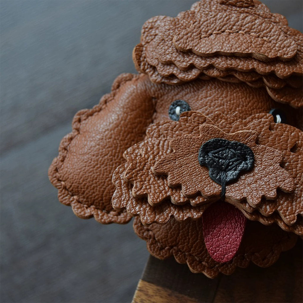 CUCUBIRD Sheep Leather Teddy Dog Keychain DIY Kits  