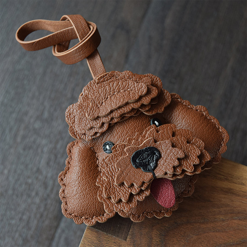 CUCUBIRD Sheep Leather Teddy Dog Keychain DIY Kits  