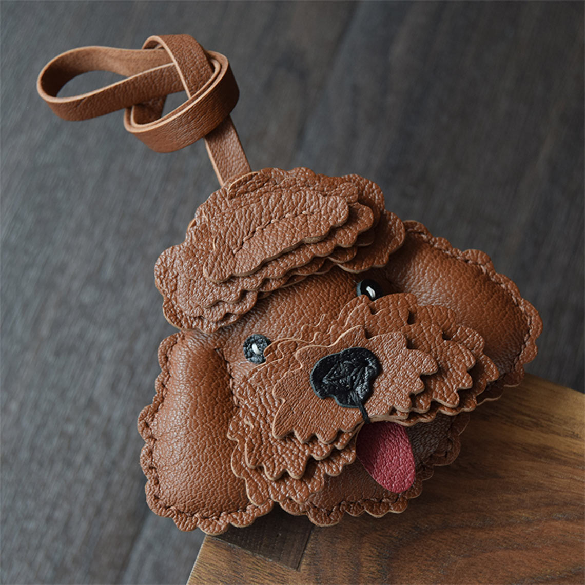 CUCUBIRD Sheep Leather Teddy Dog Keychain DIY Kits  