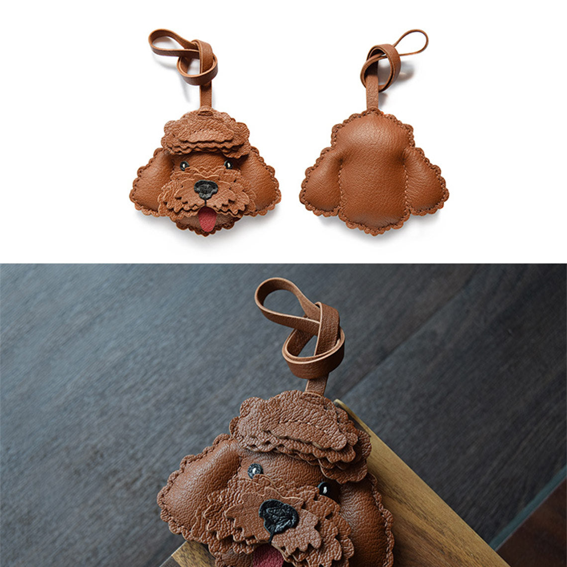 CUCUBIRD Sheep Leather Teddy Dog Keychain DIY Kits  