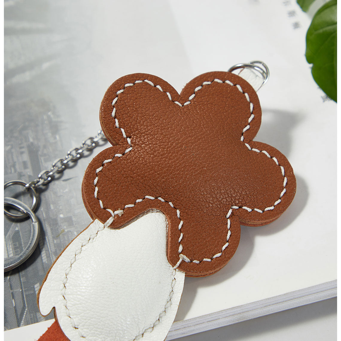CUCUBIRD Sheep Leather Happy Duck Keychain DIY Kits Brown 