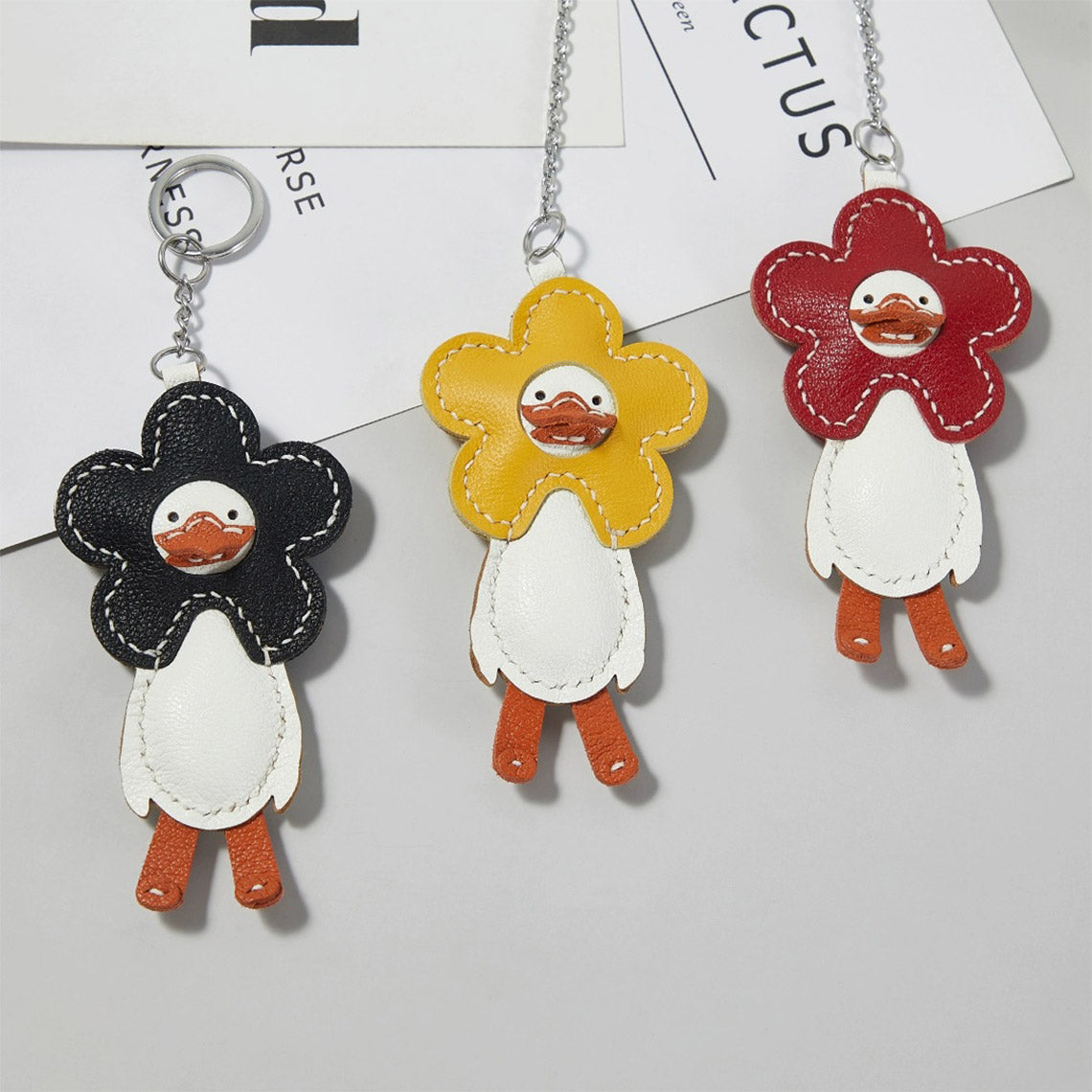 CUCUBIRD Sheep Leather Happy Duck Keychain DIY Kits  