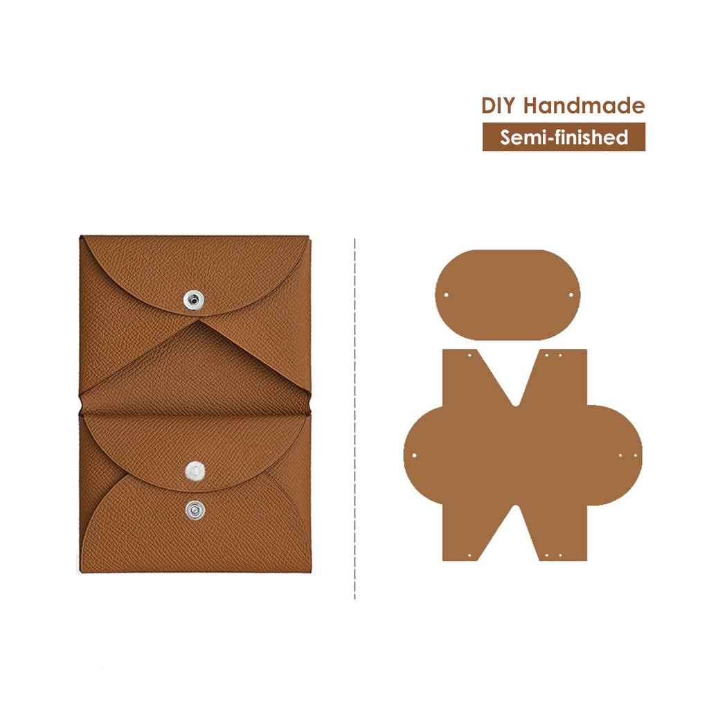 CUCUBIRD Epsom Leather Inspired Calvi Duo Card Holder DIY Kits Gold Brown 