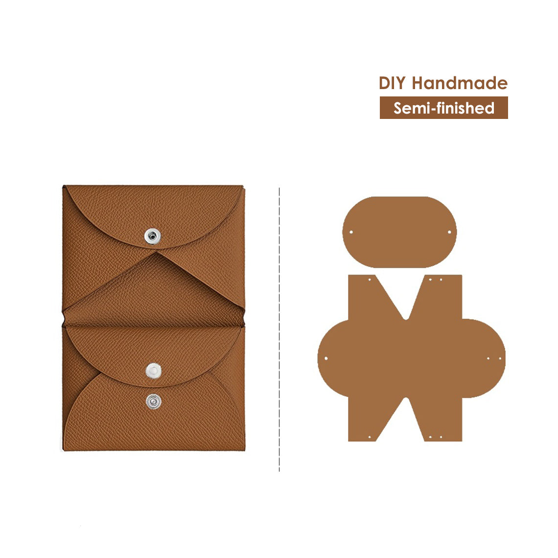 CUCUBIRD Epsom Leather Inspired Calvi Duo Card Holder DIY Kits Gold Brown 