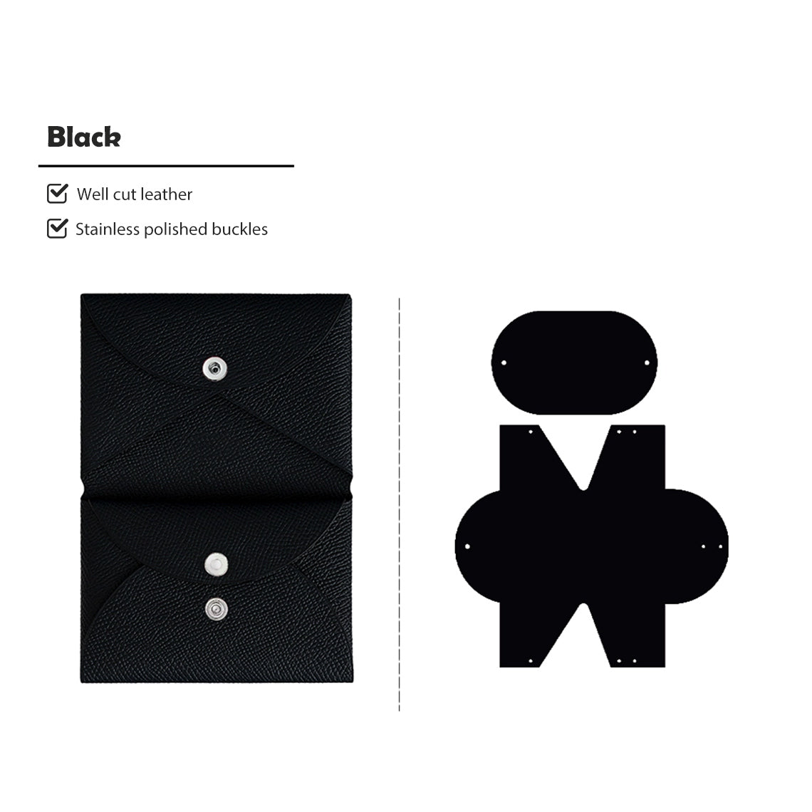 CUCUBIRD Epsom Leather Inspired Calvi Duo Card Holder DIY Kits Black 