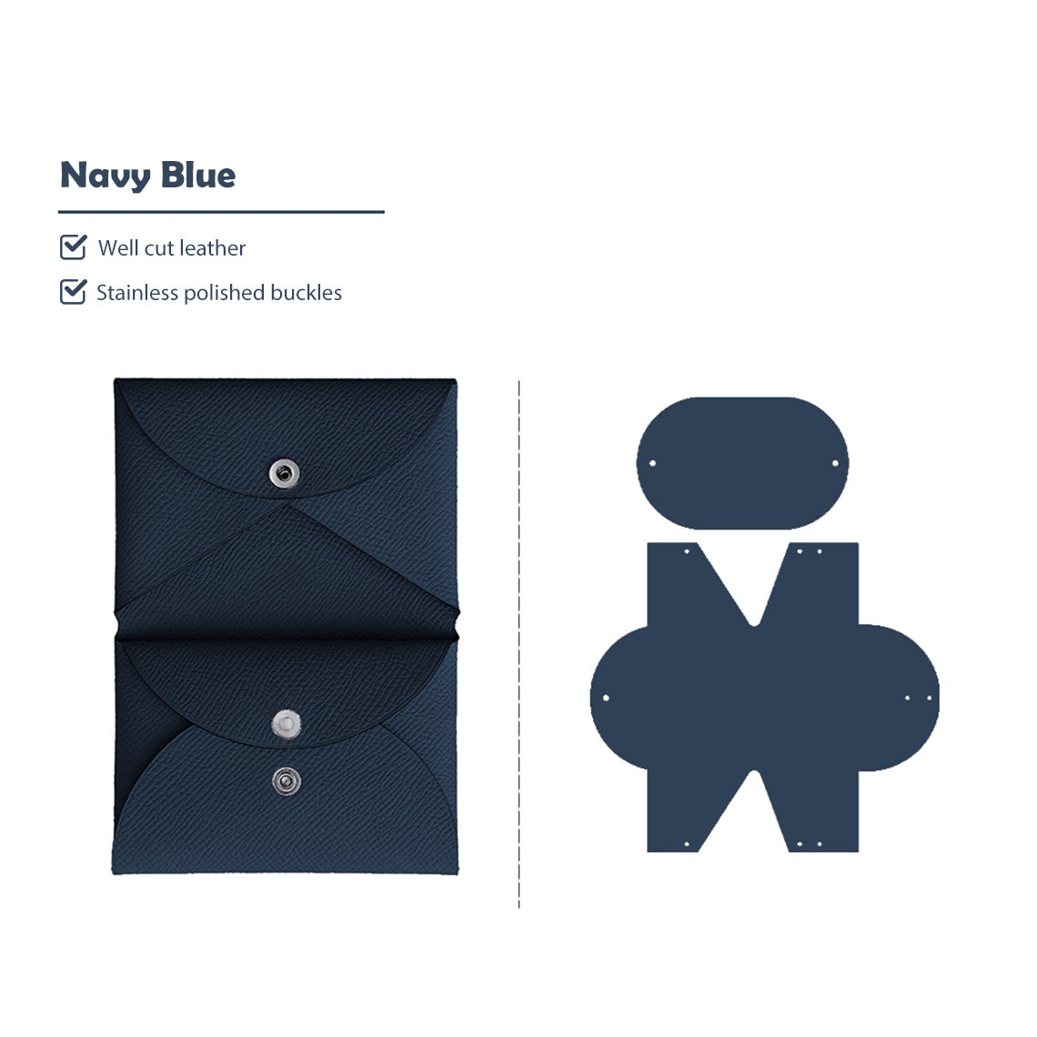 CUCUBIRD Epsom Leather Inspired Calvi Duo Card Holder DIY Kits Navy Blue 