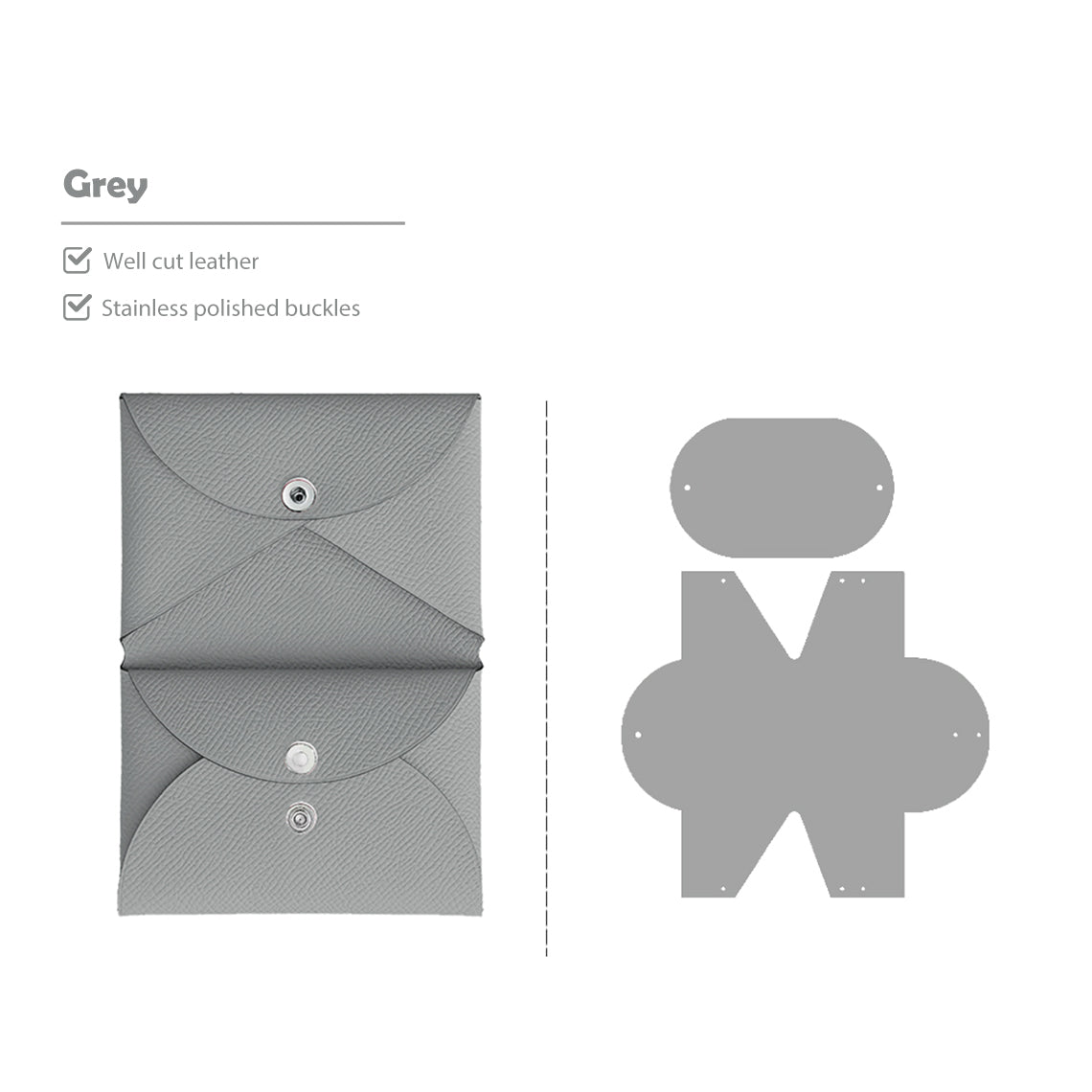 CUCUBIRD Epsom Leather Inspired Calvi Duo Card Holder DIY Kits Grey 
