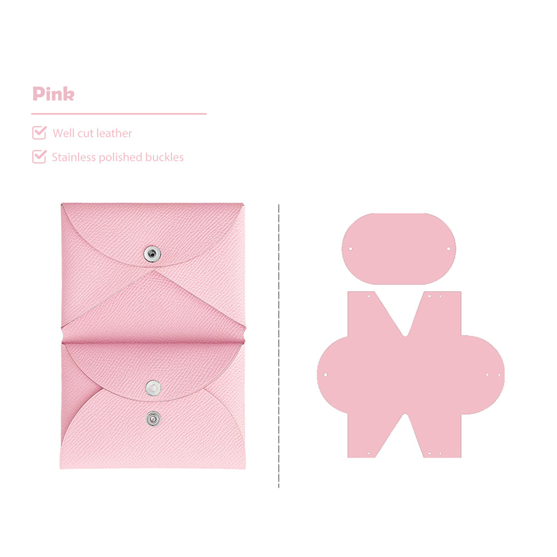 CUCUBIRD Epsom Leather Inspired Calvi Duo Card Holder DIY Kits Pink 