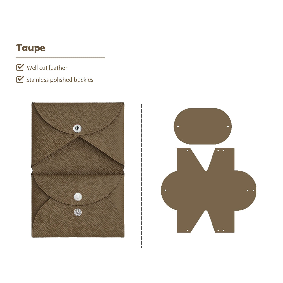 CUCUBIRD Epsom Leather Inspired Calvi Duo Card Holder DIY Kits Taupe 