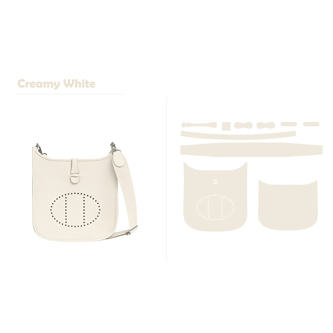 CUCUBIRD Full Grain Leather Inspired Evelyn 29 Bag DIY Kits Creamy White 