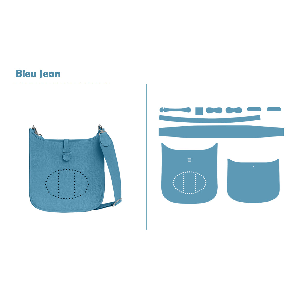 CUCUBIRD Full Grain Leather Inspired Evelyn 29 Bag DIY Kits Blue Jean 