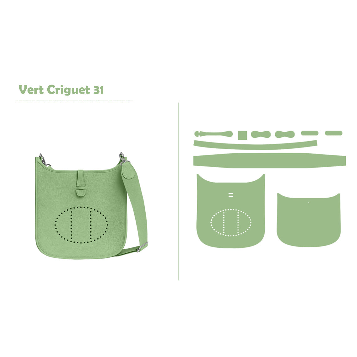 CUCUBIRD Full Grain Leather Inspired Evelyn 29 Bag DIY Kits Vert Criguet 