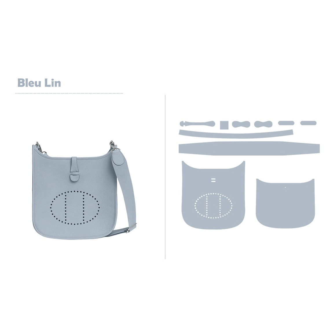 CUCUBIRD Full Grain Leather Inspired Evelyn 29 Bag DIY Kits Blue Lin 