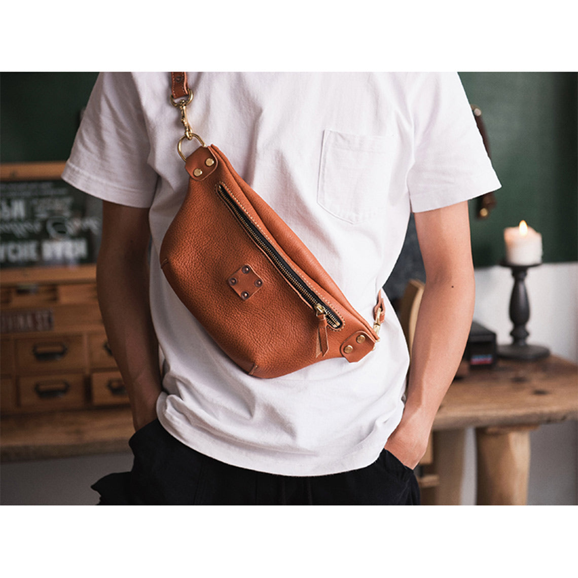 Full Grain Leather Fanny Pack Belt Bag DIY Kits - CUCUBIRD