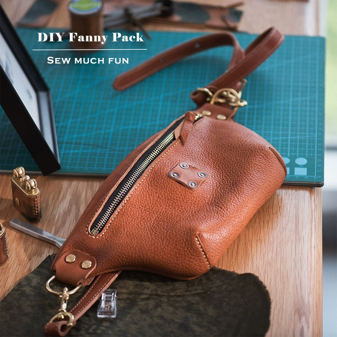 Full Grain Leather Fanny Pack Belt Bag DIY Kits - CUCUBIRD