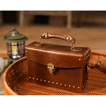 Vegetable Tanned Leather Vintage Rivets Bag DIY Kits - CUCUBIRD