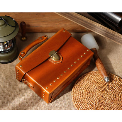 Vegetable Tanned Leather Vintage Rivets Bag DIY Kits - CUCUBIRD