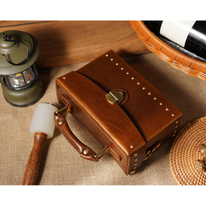 Vegetable Tanned Leather Vintage Rivets Bag DIY Kits - CUCUBIRD