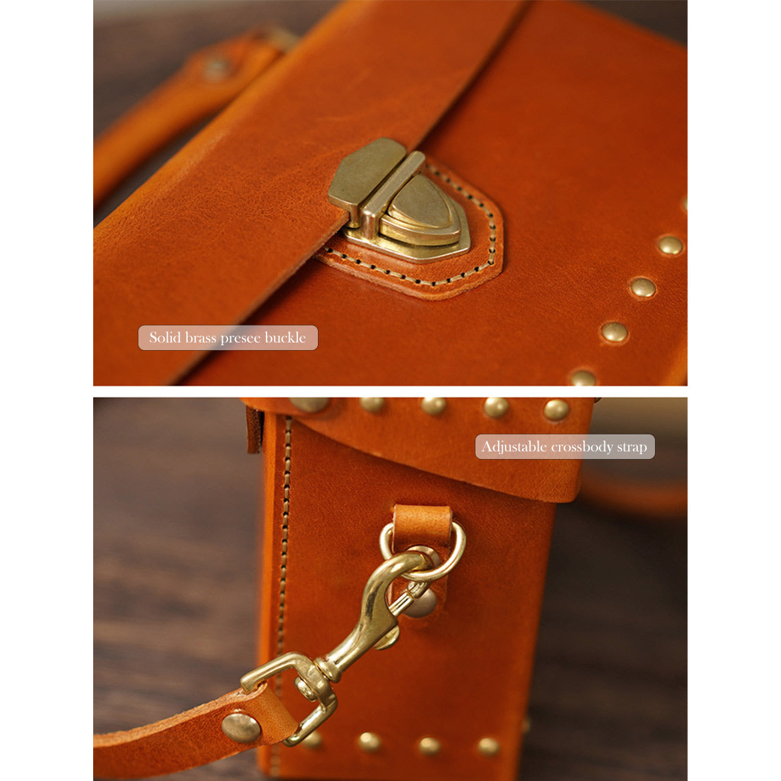 Vegetable Tanned Leather Vintage Rivets Bag DIY Kits - CUCUBIRD