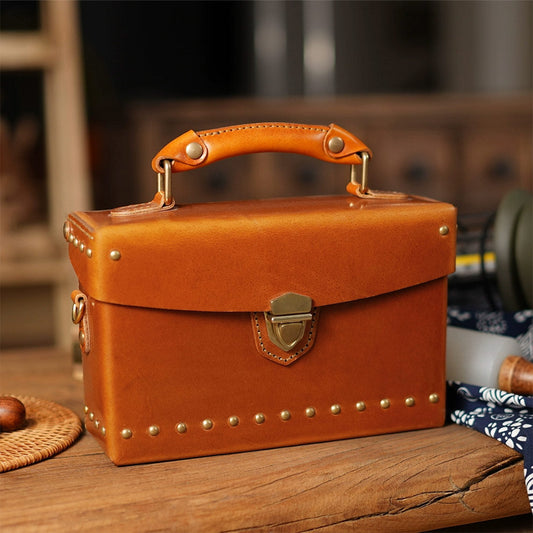 Vegetable Tanned Leather Vintage Rivets Bag DIY Kits - CUCUBIRD