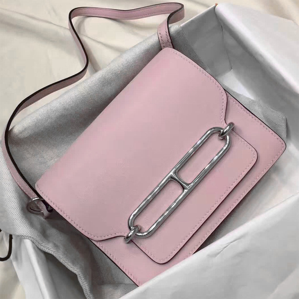 CUCUBIRD Full Grain Leather Classic Roulis Bag - Advanced DIY Kits Large - 24 cm / Pink 