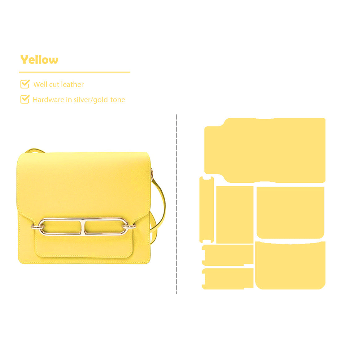 CUCUBIRD Full Grain Leather Classic Roulis Bag - Advanced DIY Kits Large - 24 cm / Yellow 