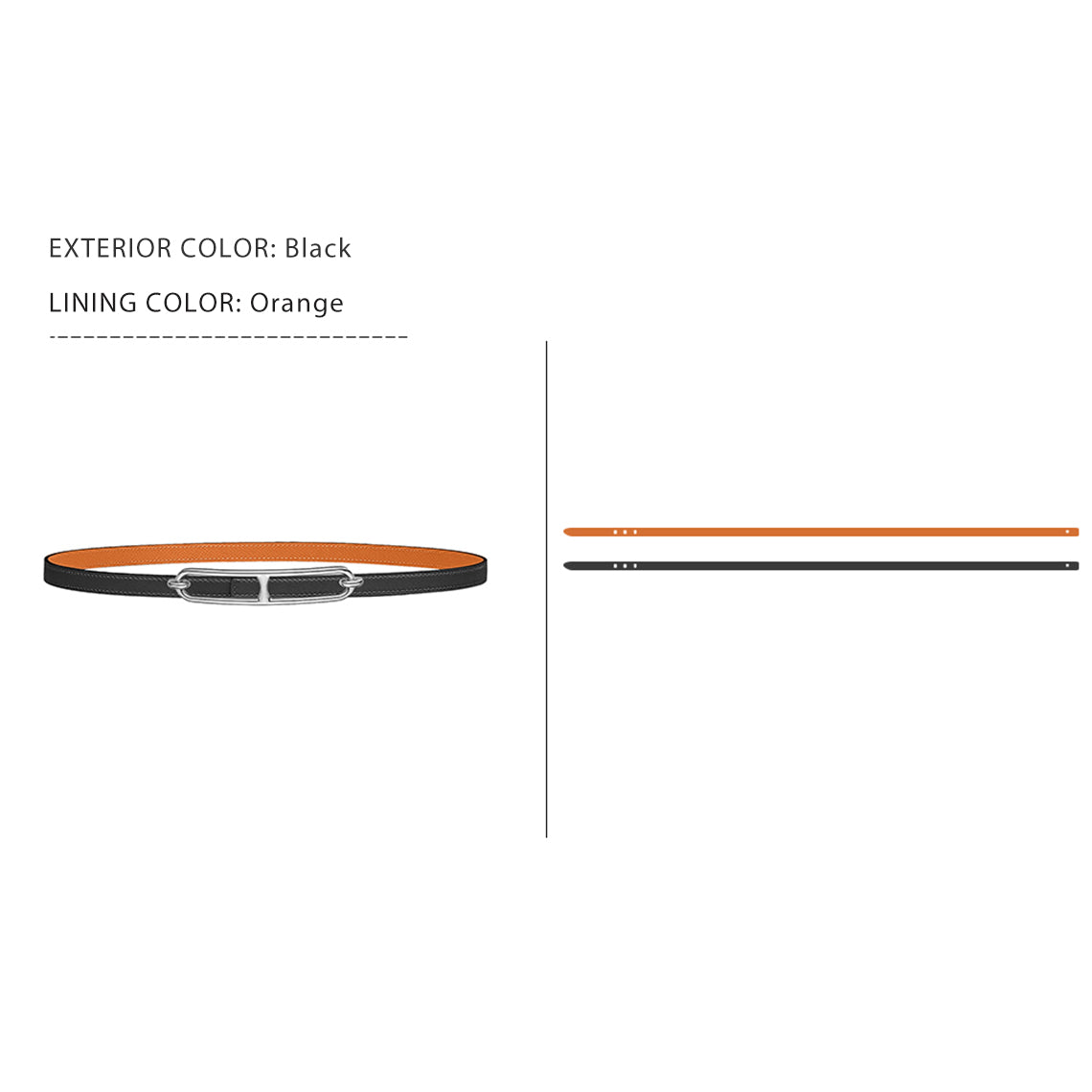 CUCUBIRD Leather Inspired Roulis Slim Belt DIY Kits Black + Orange / 70 cm 