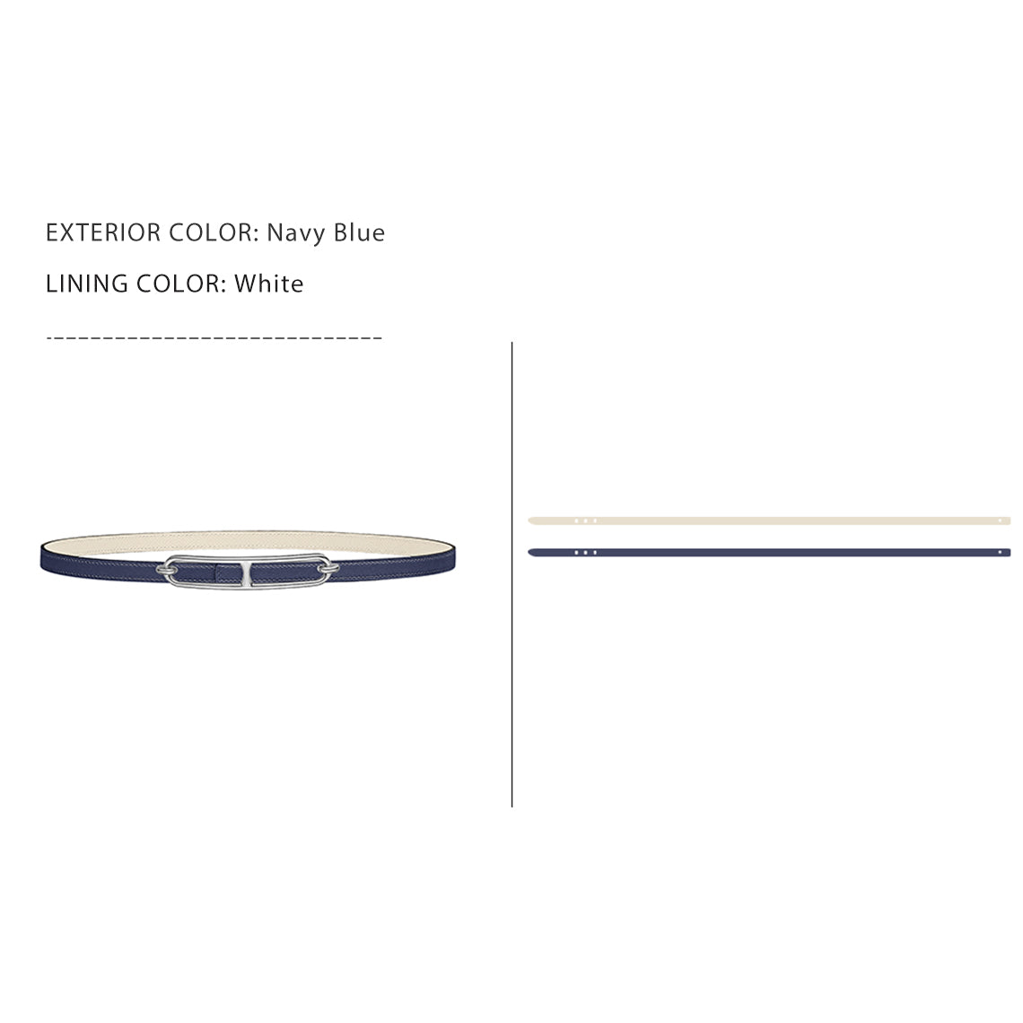 CUCUBIRD Leather Inspired Roulis Slim Belt DIY Kits Navy Blue + White / 70 cm 