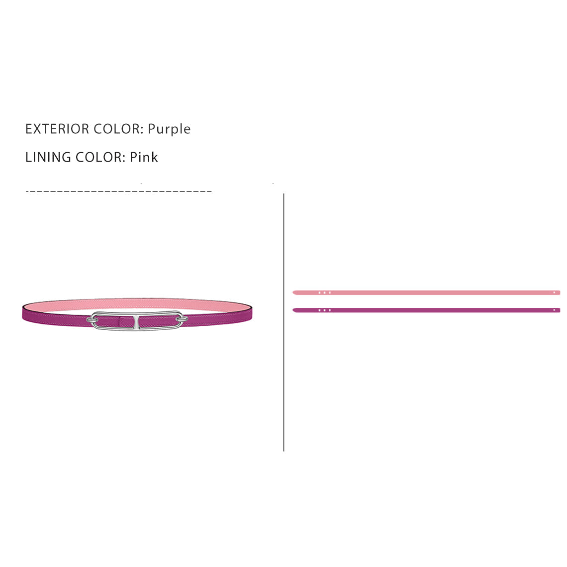 CUCUBIRD Leather Inspired Roulis Slim Belt DIY Kits Purple + Pink / 70 cm 