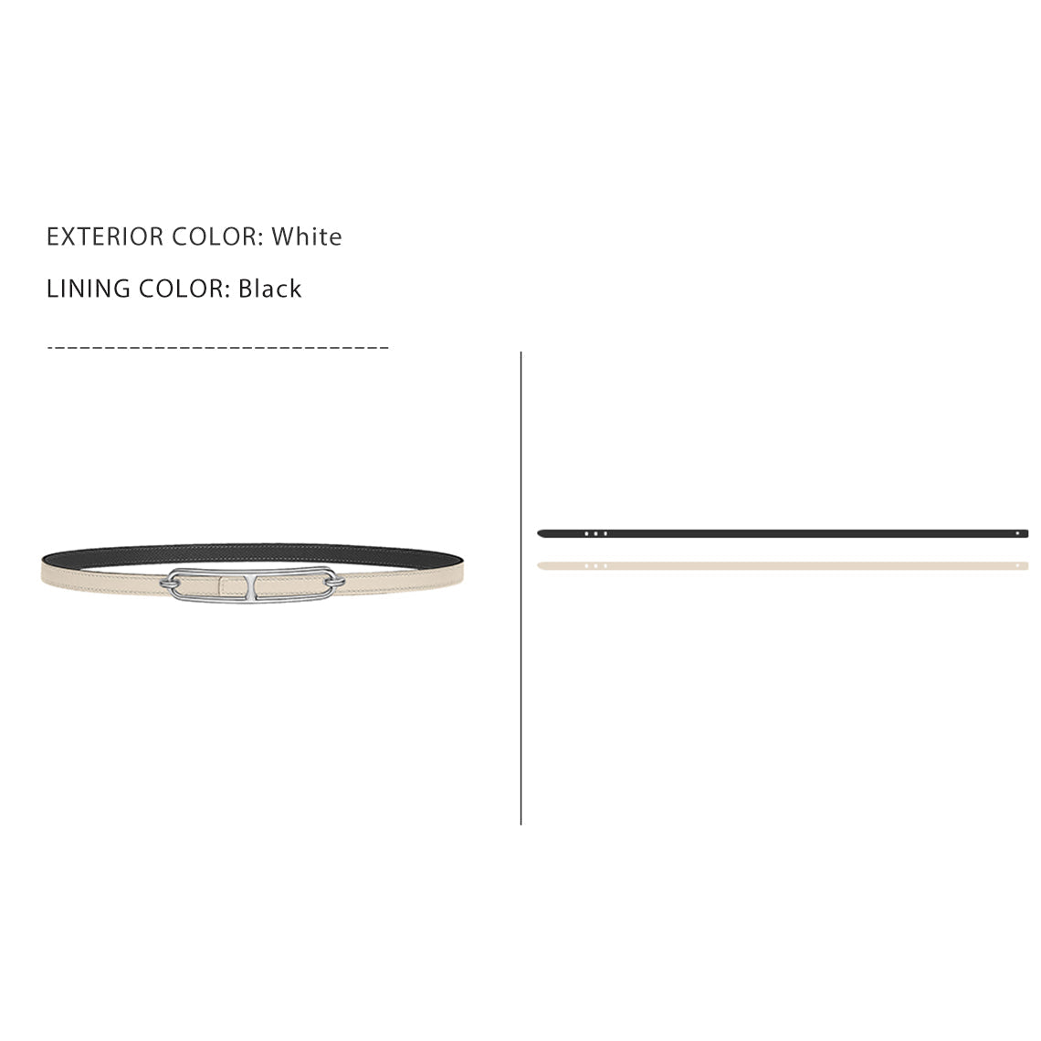 CUCUBIRD Leather Inspired Roulis Slim Belt DIY Kits White + Black / 70 cm 