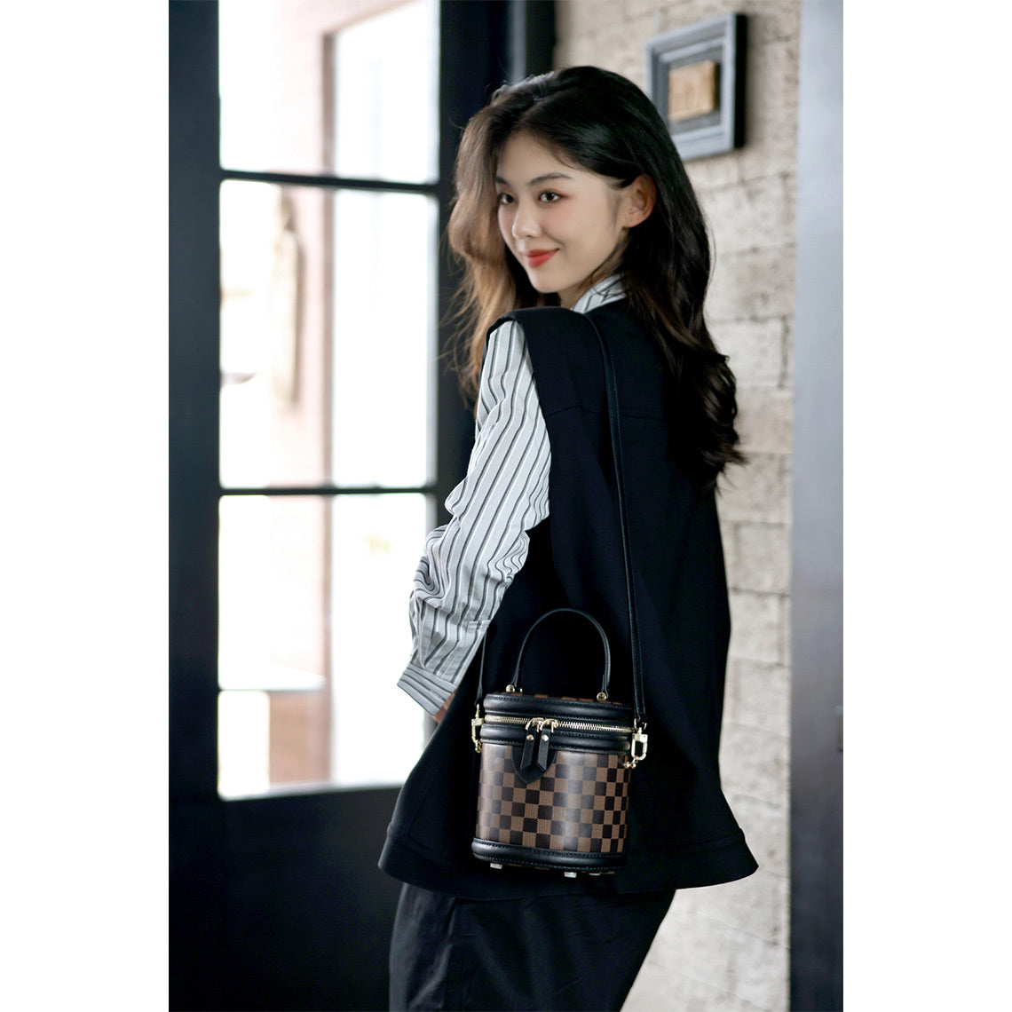 CUCUBIRD Top Grain Leather Checker Bucket Bag DIY Kits  