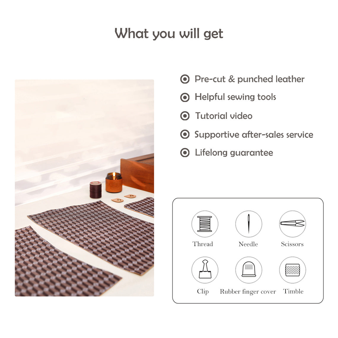 CUCUBIRD Leather Checker Bucket Handbag DIY Kits  