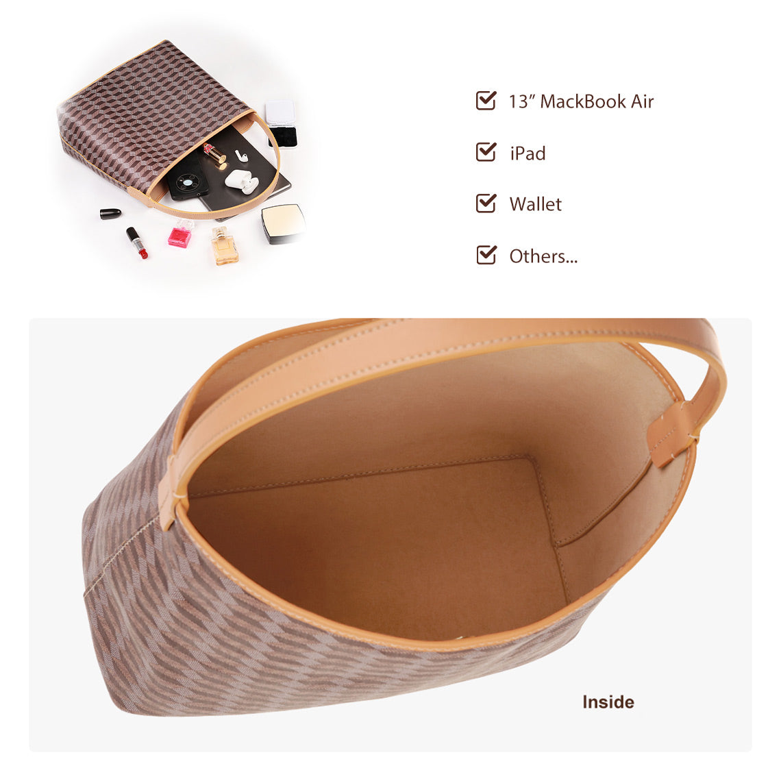 Leather Checker Bucket Handbag DIY Kits - CUCUBIRD