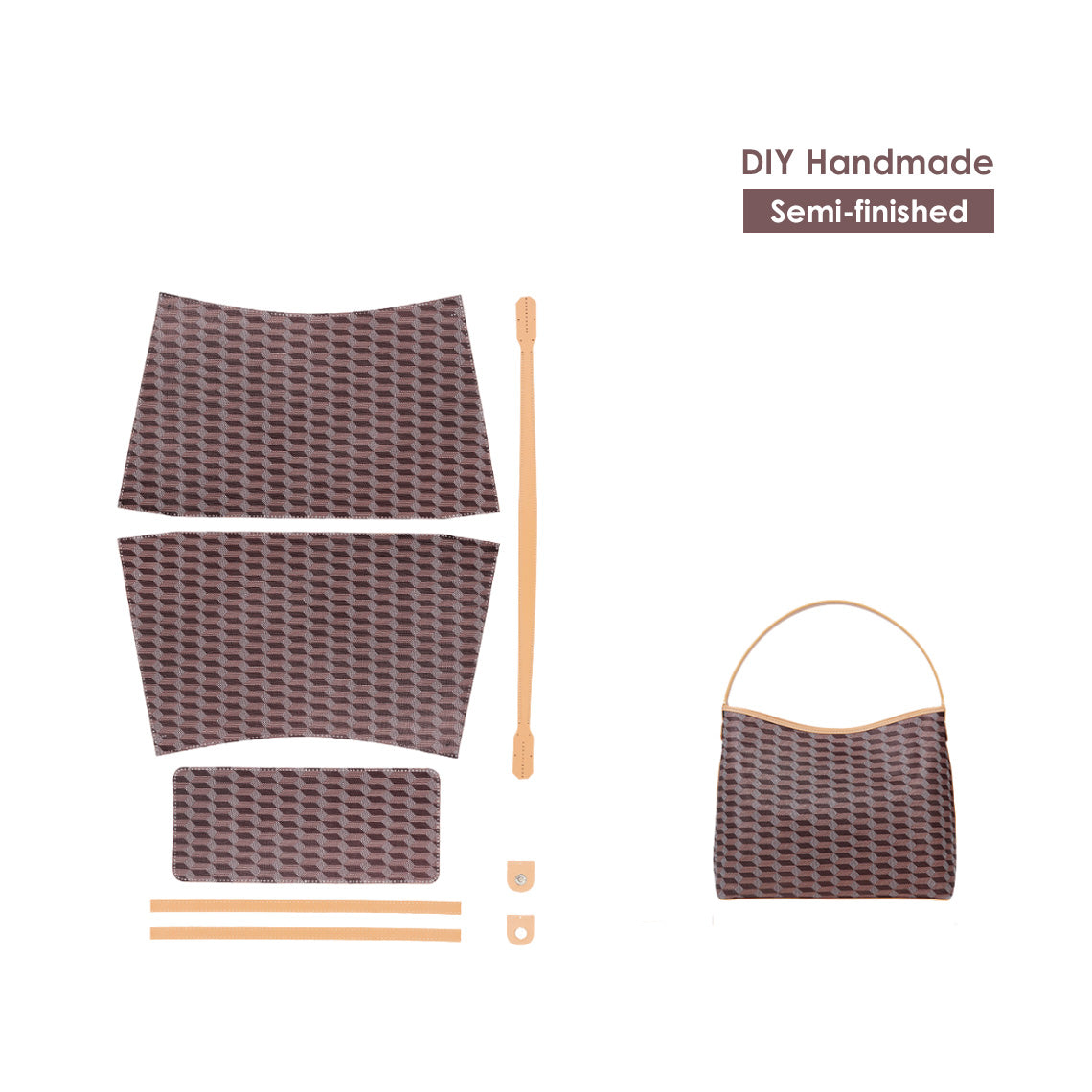 Leather Checker Bucket Handbag DIY Kits - CUCUBIRD