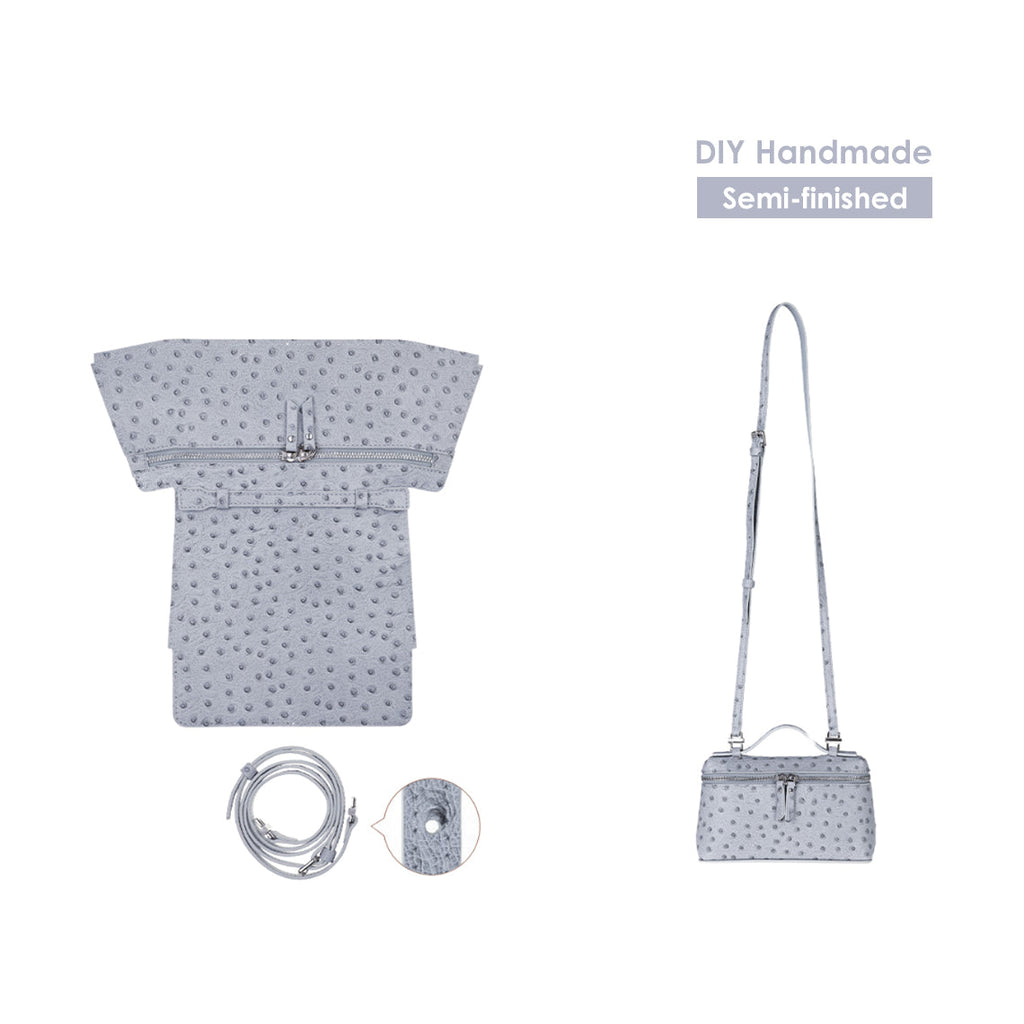 CUCUBIRD Top Grain Leather Inspired Pouch DIY Kits Gray 