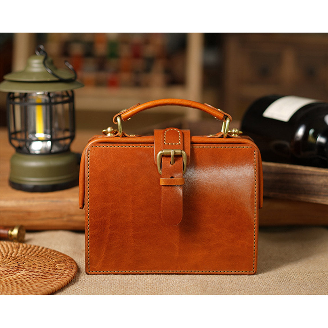 CUCUBIRD Vegetable Tanned Leather Doctor Bag DIY Kits Saddle Brown 