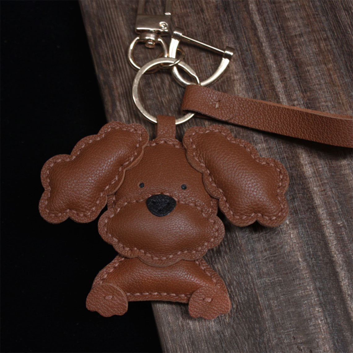 Sheep Leather Flap Ears Dog Keychain DIY Kits - CUCUBIRD