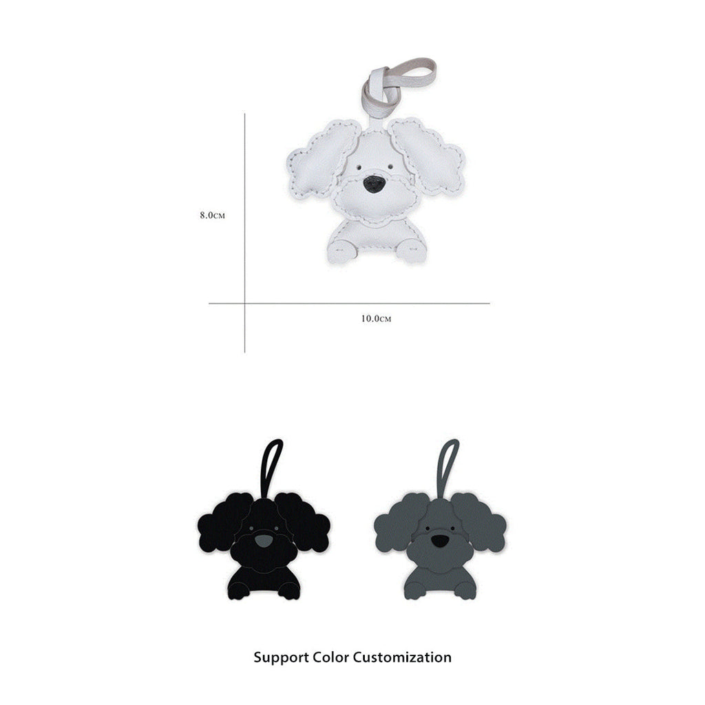 CUCUBIRD Sheep Leather Flap Ears Dog Keychain DIY Kits  