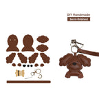 CUCUBIRD Sheep Leather Flap Ears Dog Keychain DIY Kits Keychain / Brown 