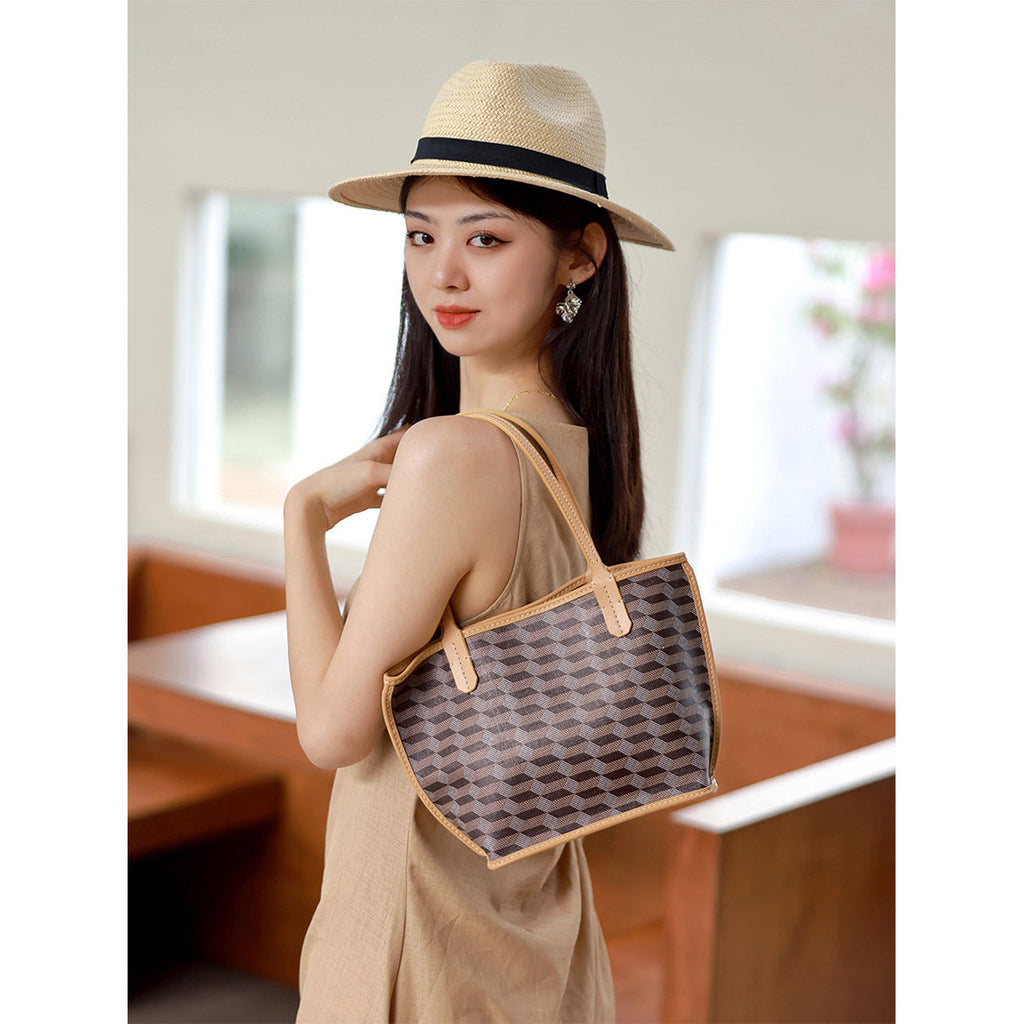 CUCUBIRD Leather Checker Tote Handbag DIY Kits  