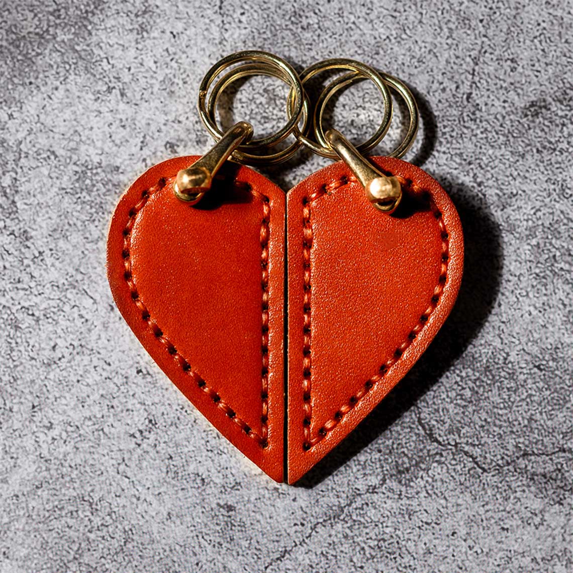 Vegetable Tanned Leather Valentine Heart Keychain DIY Kits - CUCUBIRD