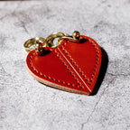 CUCUBIRD Vegetable Tanned Leather Valentine Heart Keychain DIY Kits  