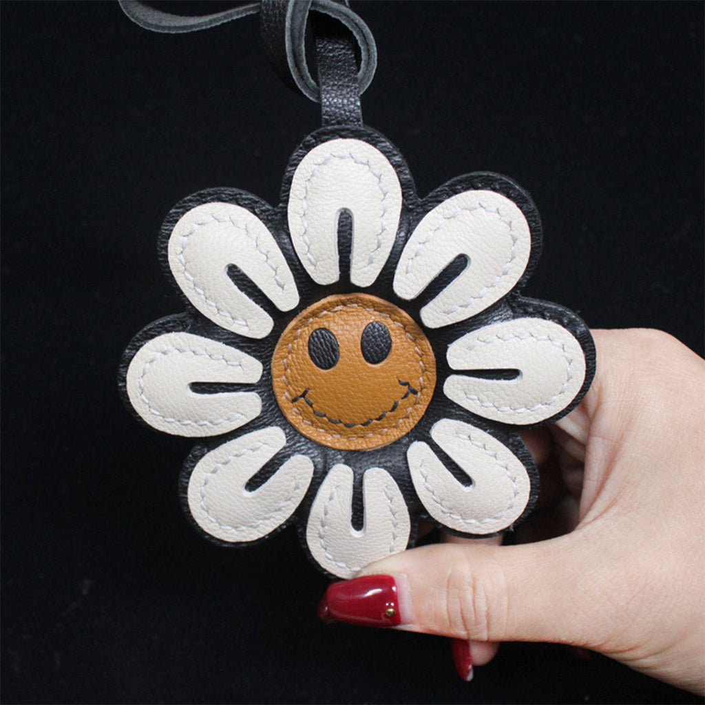 CUCUBIRD Sheep Leather Smile Flower Keychain DIY Kits  