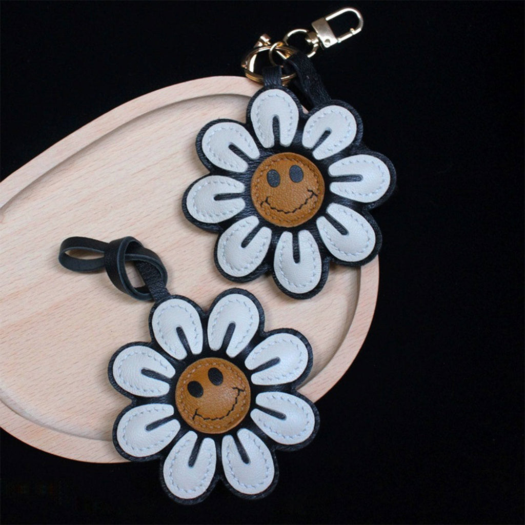 CUCUBIRD Sheep Leather Smile Flower Keychain DIY Kits  