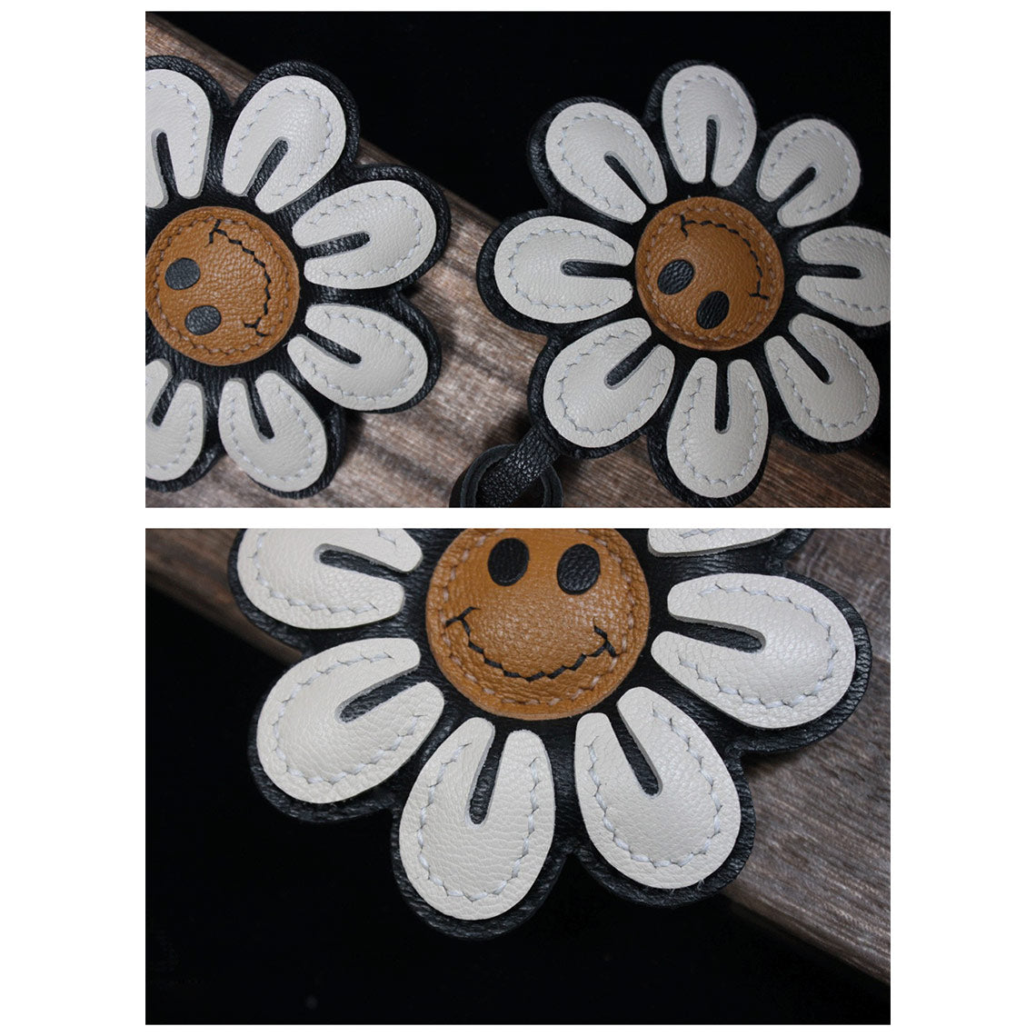 CUCUBIRD Sheep Leather Smile Flower Keychain DIY Kits  