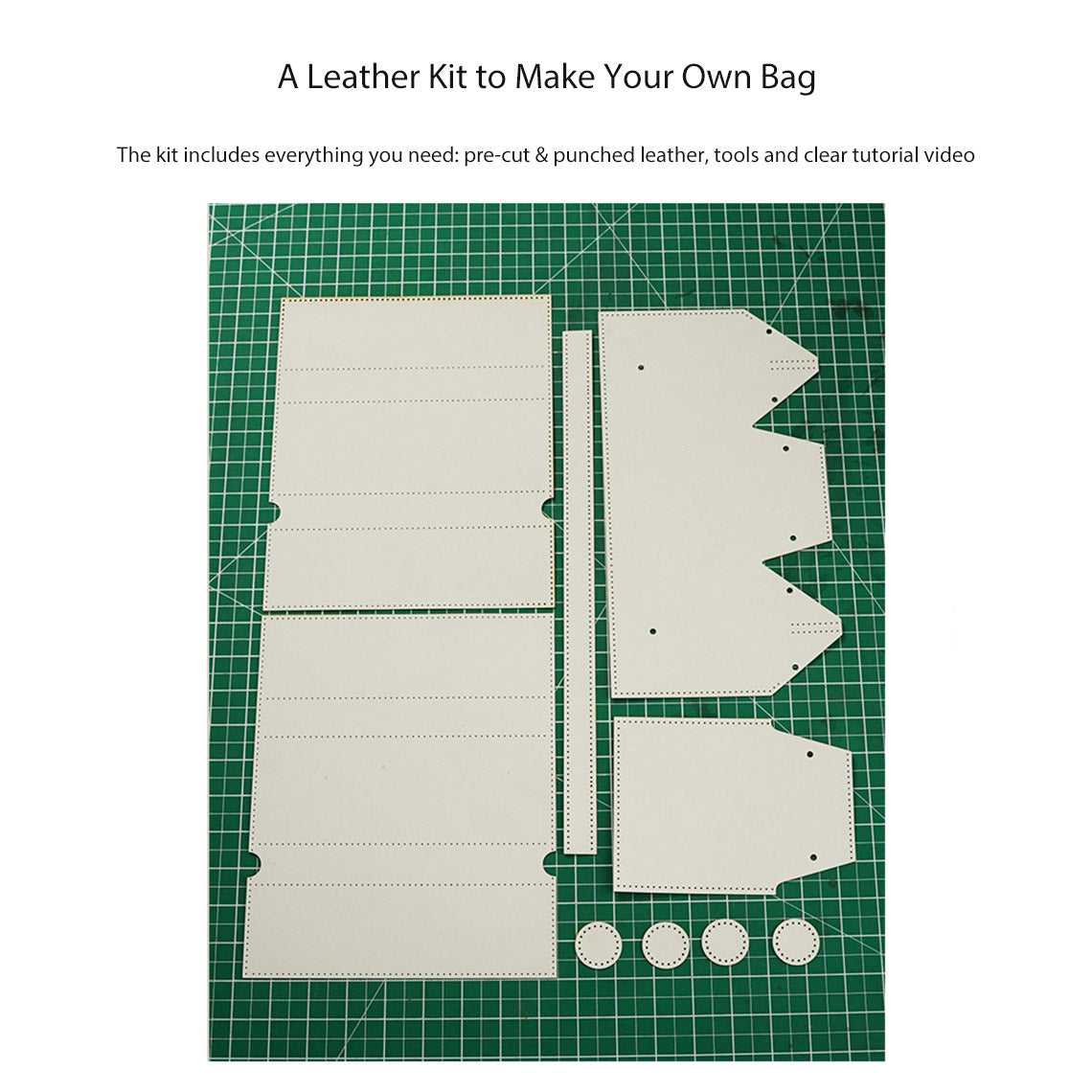 CUCUBIRD Full Grian Leather Mini Square Bag DIY Kits  