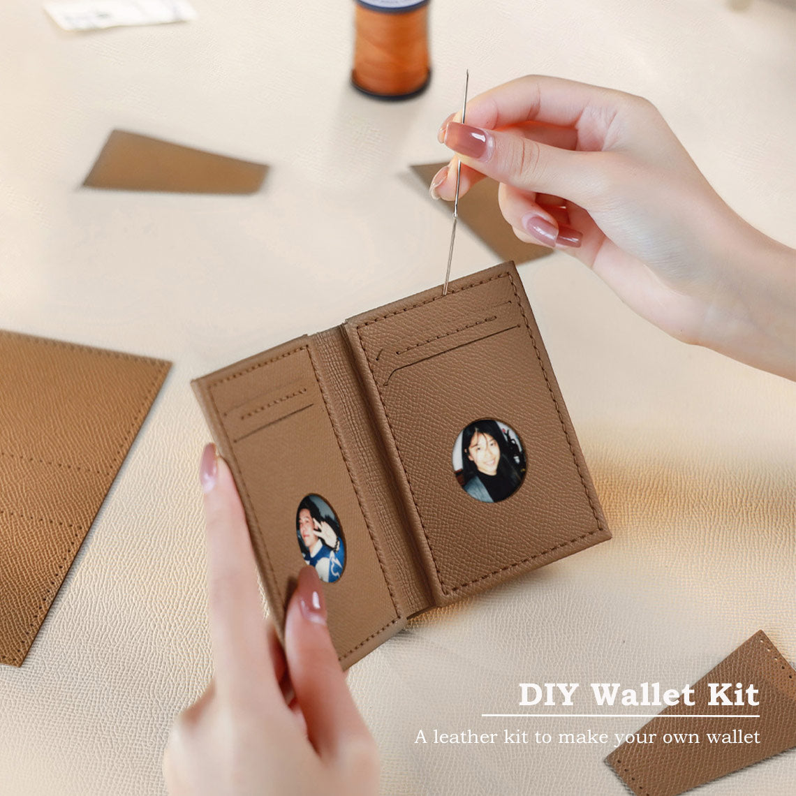 Top Grain Leather Simple Bifold Wallet DIY Kits - CUCUBIRD