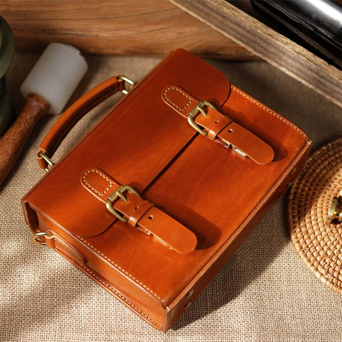 CUCUBIRD Vegetable Tanned Leather Messenger Satchel DIY Kits  