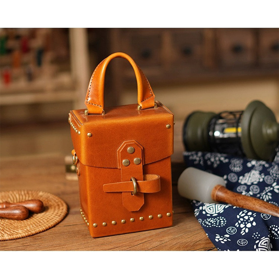 Vegetable Tanned Leather Rivets Phone Bag DIY Kits - CUCUBIRD